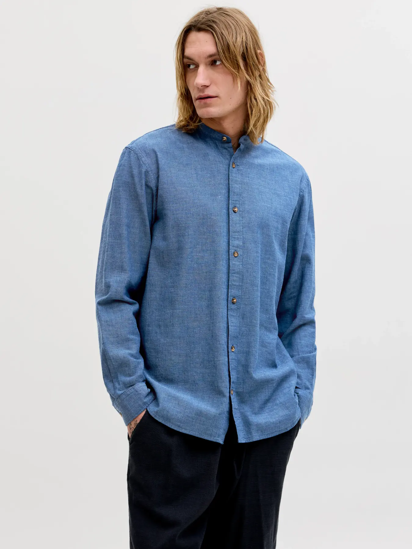 Camisa mao Lino Summer Blend Band Azul Jack & Jones - Imagen 2