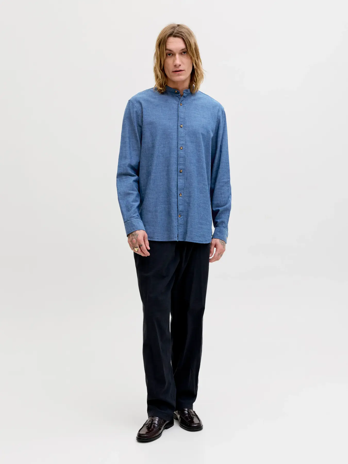 Camisa mao Lino Summer Blend Band Azul Jack & Jones - Imagen 4