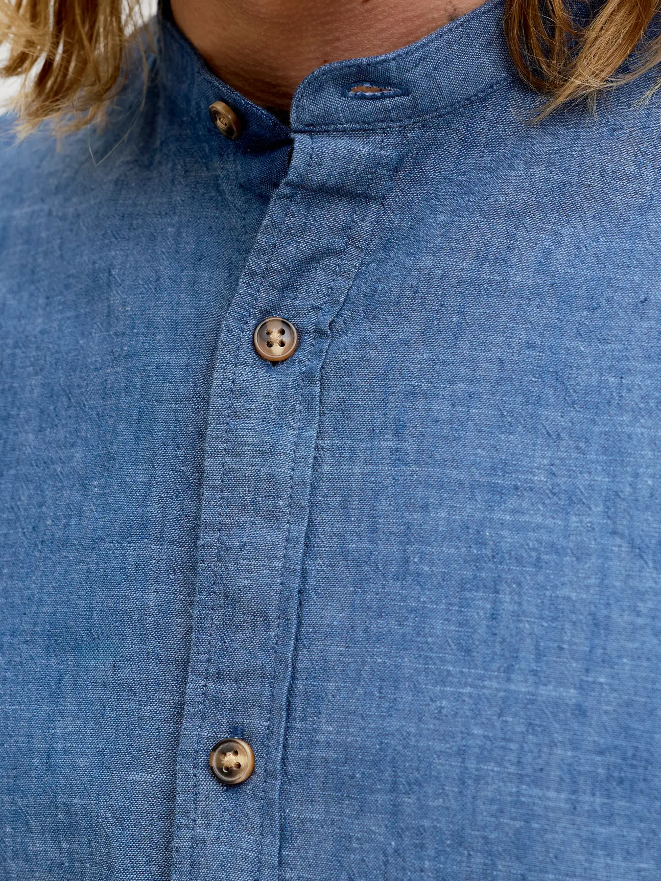 Camisa mao Lino Summer Blend Band Azul Jack & Jones - Imagen 5