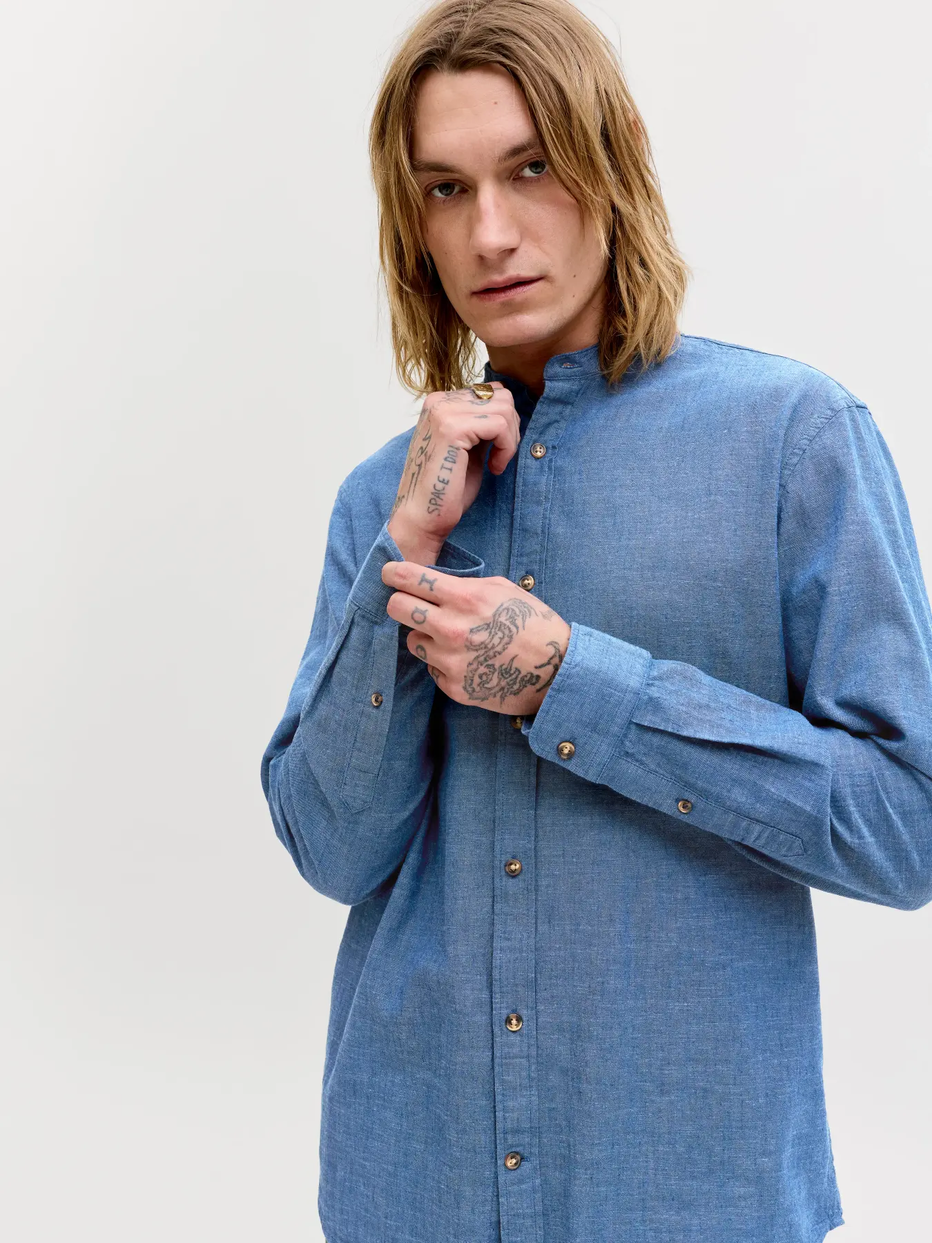 Camisa mao Lino Summer Blend Band Azul Jack & Jones - Imagen 7