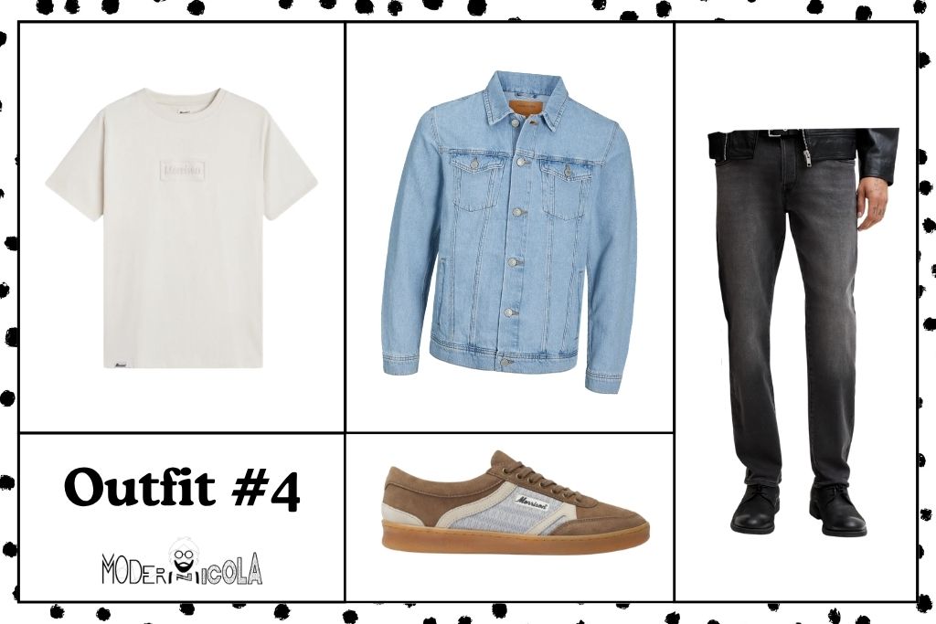 Total denim para hombre con chaqueta vaquera, jeans y camiseta